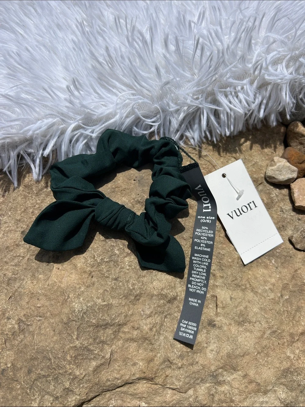 Vuori Scrunchie with Bow in Grass  Dark Green Color New with tags!